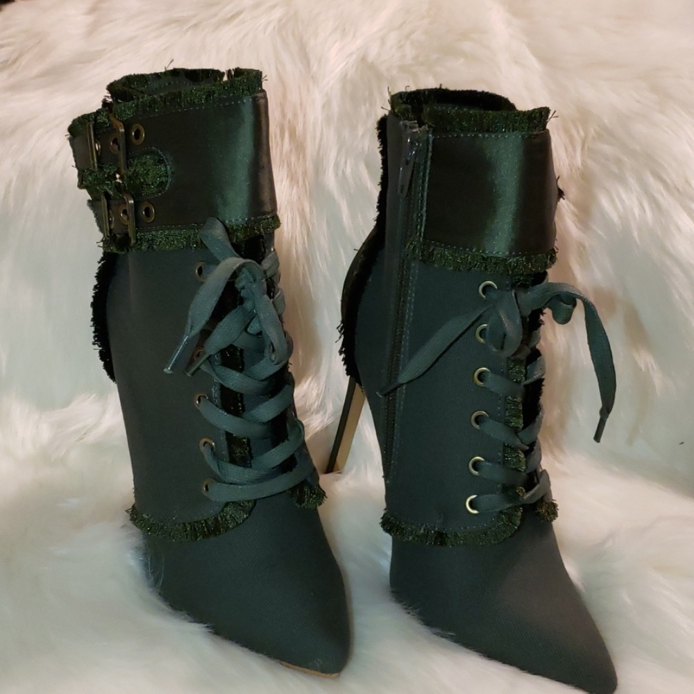 Khaki Buckle Booties